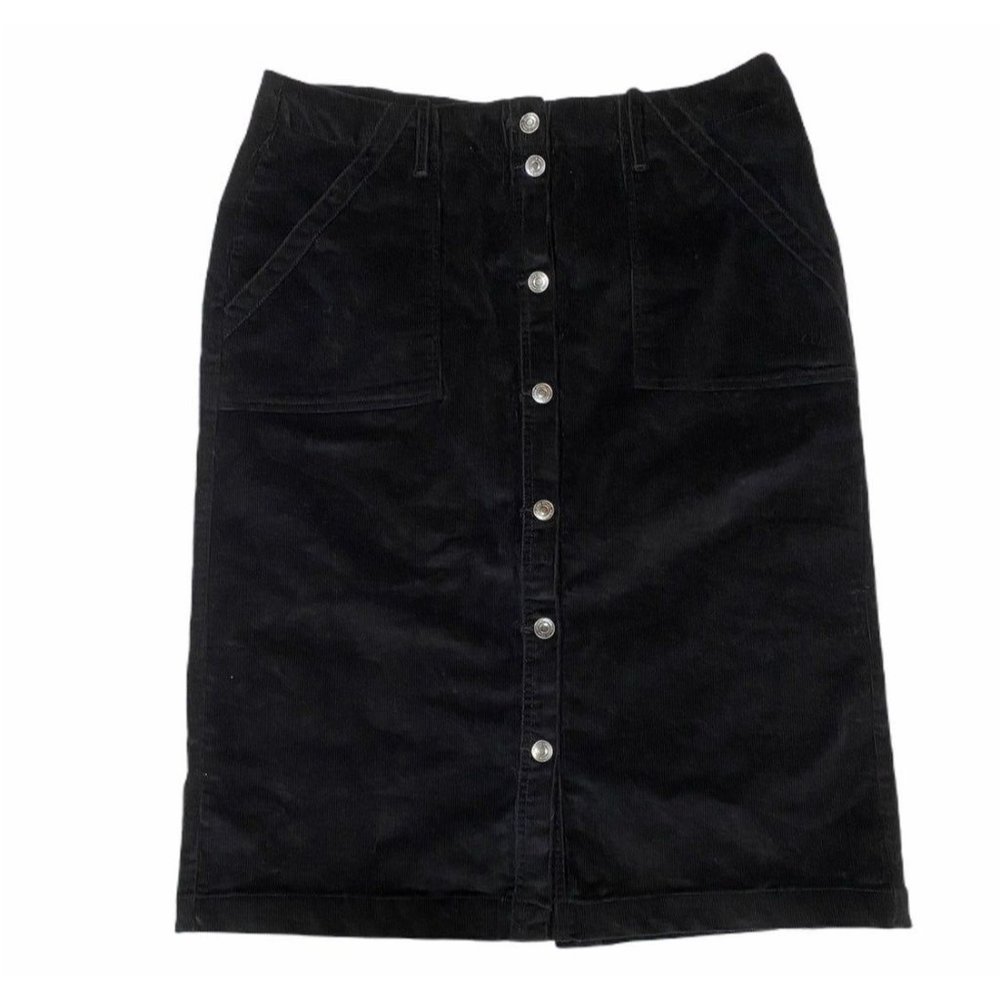 NWT VERO MODA Corduroy Button Skirt XL Black